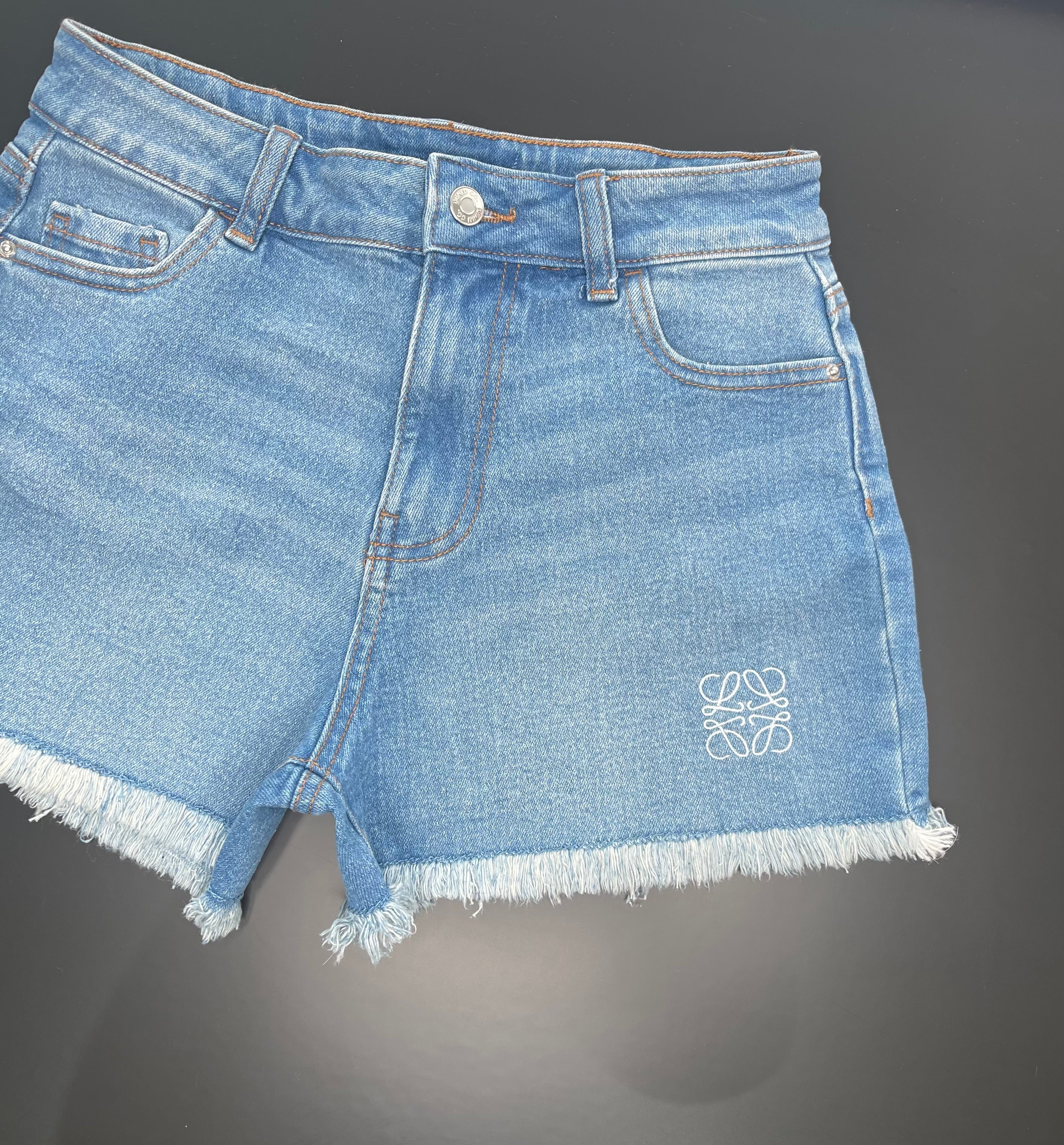 Low denim shorts